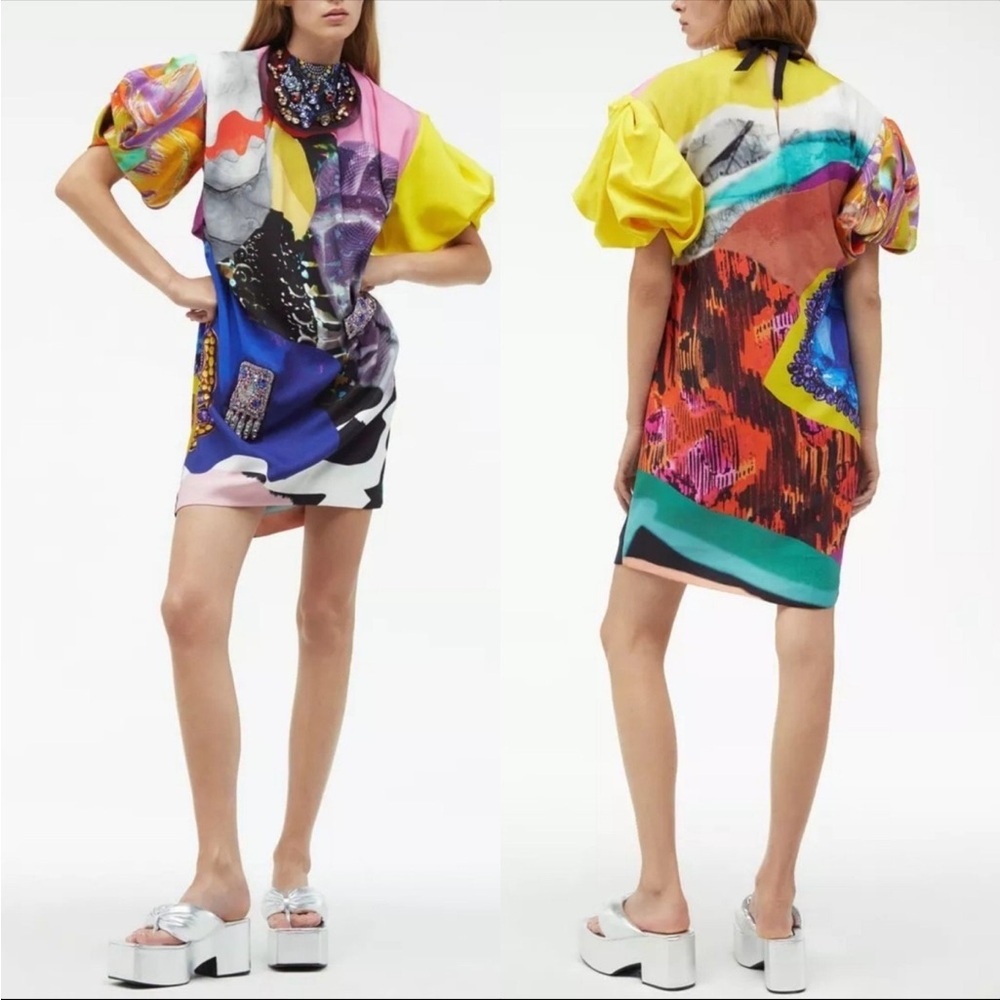 Zara Atelier Limited Edition Jewel Abstract Print Dress